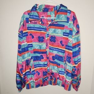 Active Studio floral colorblock bomber